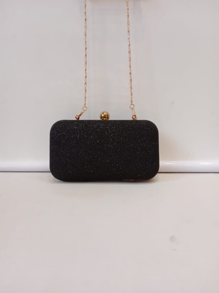 Sparkling Fancy Party Wear Metal Clutch With Sling