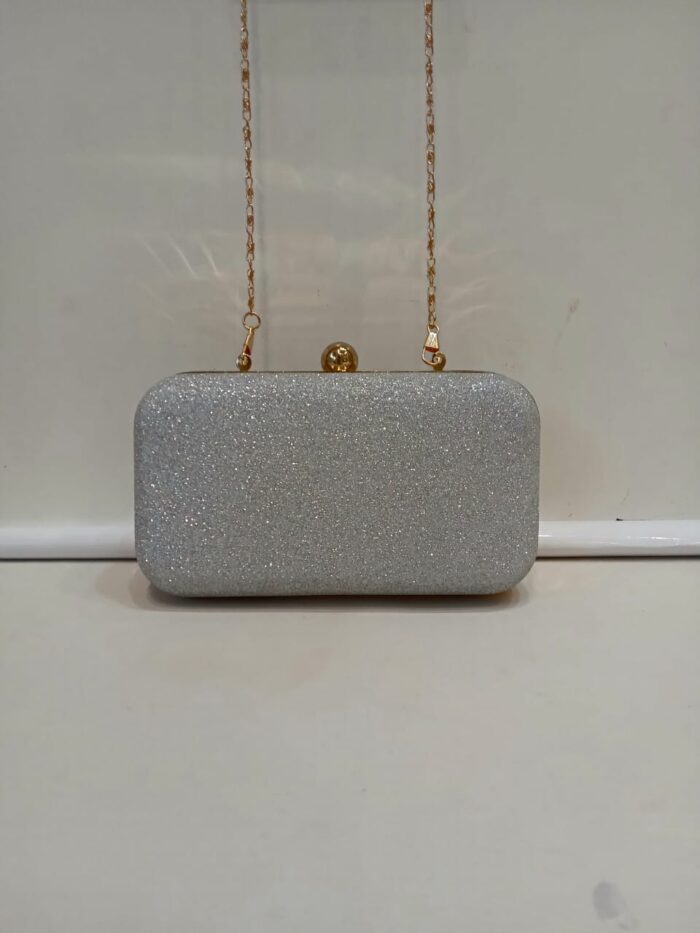 Sparkling Fancy Party Wear Metal Clutch With Sling
