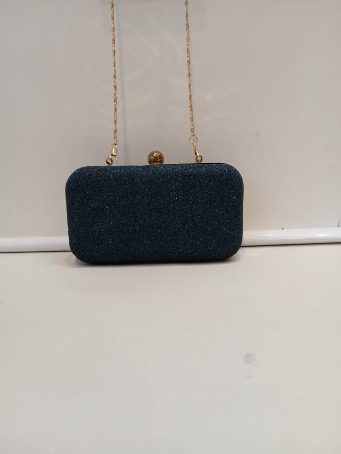Sparkling Fancy Party Wear Metal Clutch With Sling