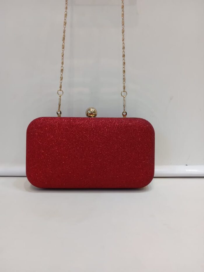 Sparkling Fancy Party Wear Metal Clutch With Sling