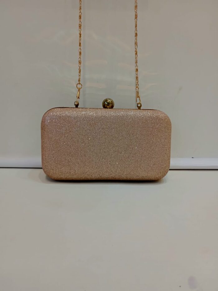 Sparkling Fancy Party Wear Metal Clutch With Sling