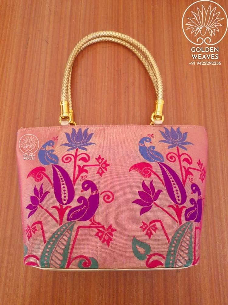 Semi Paithani Single Handle Handbag at Rs 400 / Piece in Pune | Dhana's Paithani  Purse House