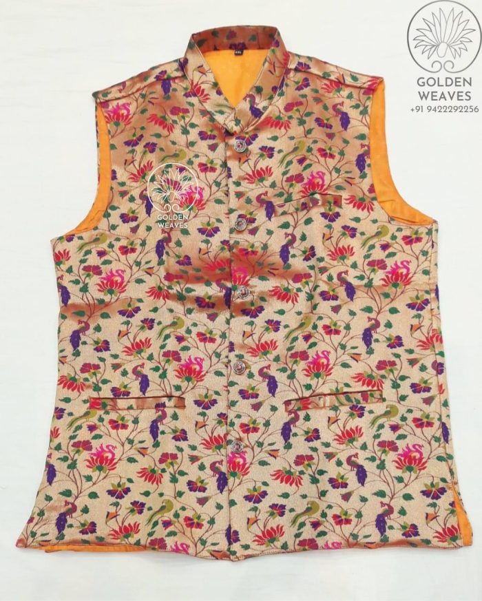 Paithani Jacket With Peacock and Parrot Design