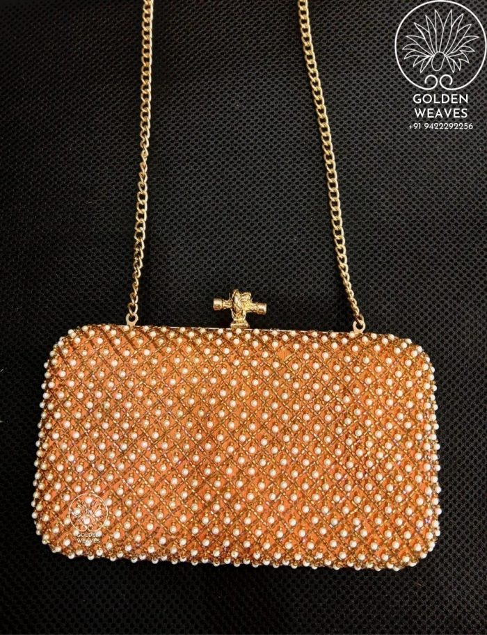 Peach Jardozi Clutch - Handmade