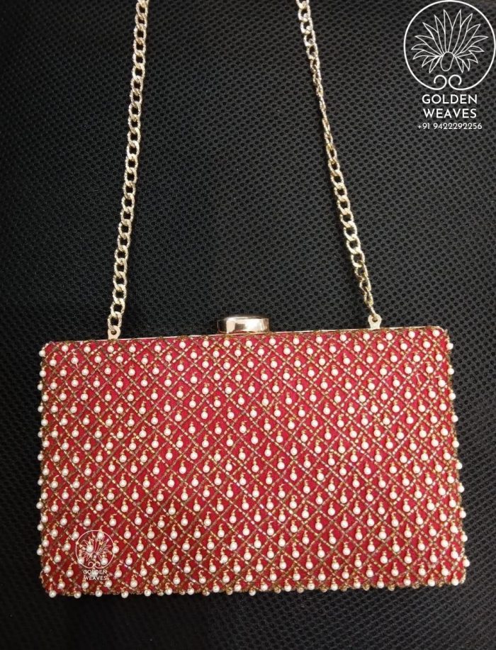 Red Jardozi Clutch - Handmade